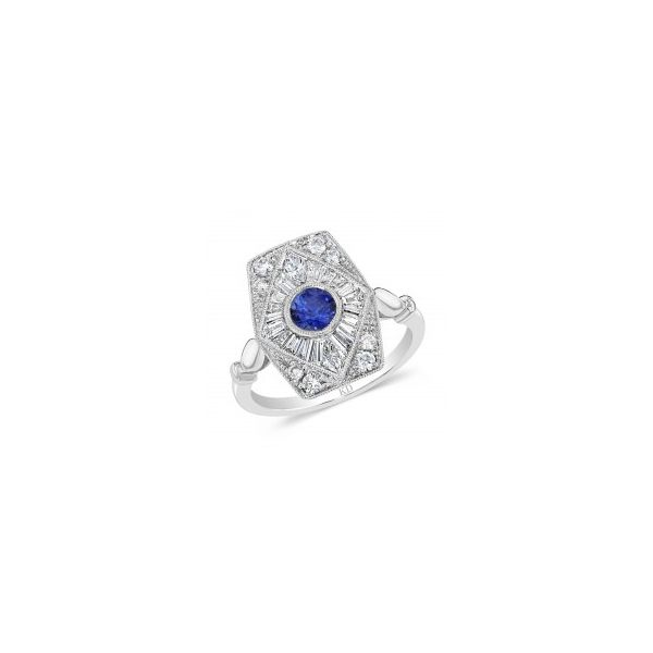 18k White Gold Vintage Inspired Sapphire Ring Confer’s Jewelers Bellefonte, PA