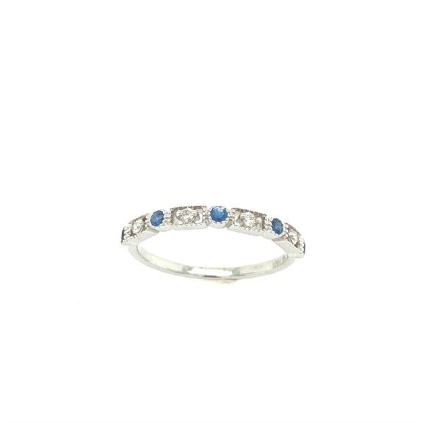 14k White Gold Diamond and Sapphire Station Stackable Band Confer’s Jewelers Bellefonte, PA