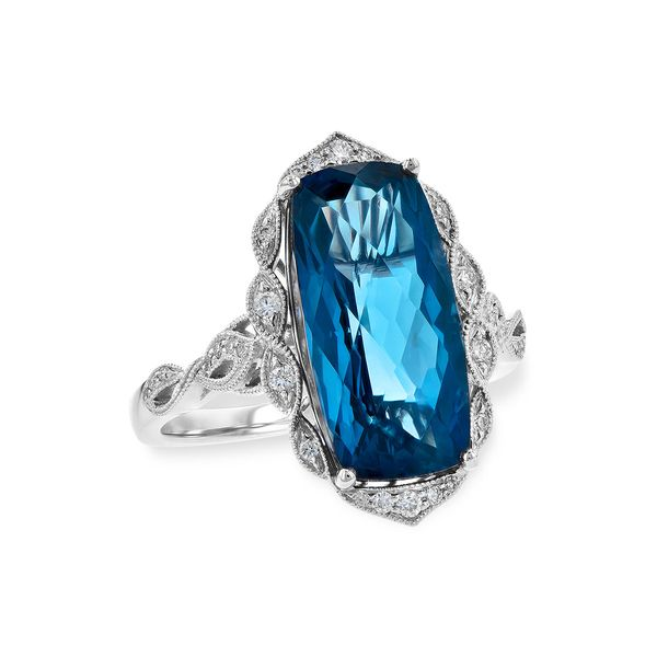 14k White Gold London Blue with Diamond Fashion Ring Confer’s Jewelers Bellefonte, PA