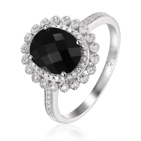 14K Gold Black Onyx & Diamond Halo Ring Confer’s Jewelers Bellefonte, PA
