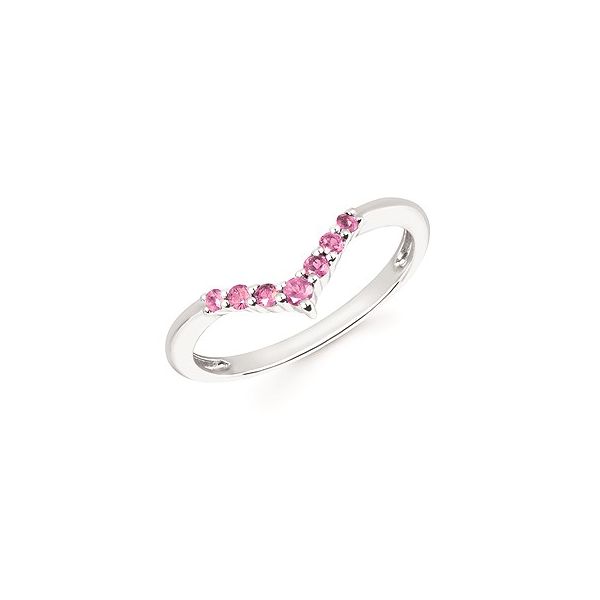 14K White Gold Chevron Pink Tourmaline Stackable Ring - October Confer’s Jewelers Bellefonte, PA