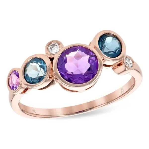 14K Rose Gold Amethyst, London Blue Topaz and Diamond Ring Confer’s Jewelers Bellefonte, PA