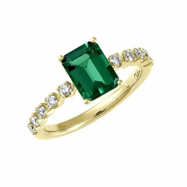 14 Karat Yellow Gold Created Emerald And Lab Grown Diamond Ring Confer’s Jewelers Bellefonte, PA