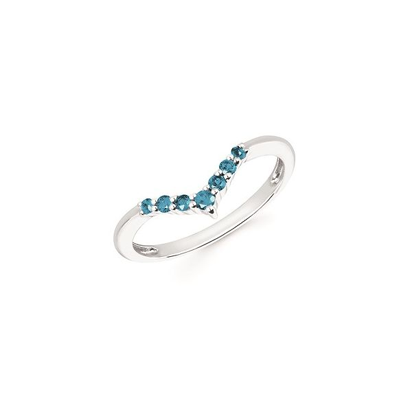 14K White Gold Chevron Blue Topaz Stackable Ring - December Confer’s Jewelers Bellefonte, PA