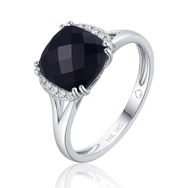 14 Karat White Gold Black Onyx And Diamond Ring Confer’s Jewelers Bellefonte, PA