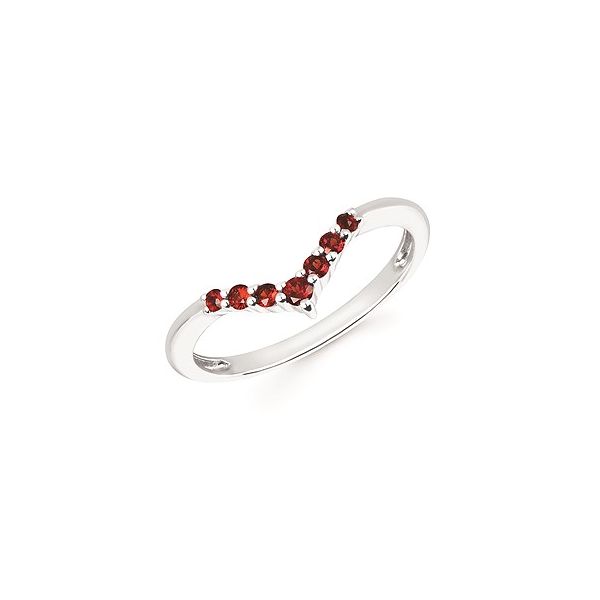 14K White Gold Chevron Garnet Stackable Ring - January Confer’s Jewelers Bellefonte, PA
