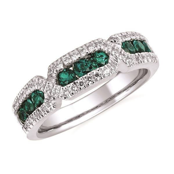 14K White Gold Diamond And Emerald Band Confer’s Jewelers Bellefonte, PA