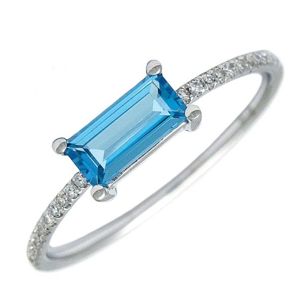 14K White Gold Blue Topaz And Diamond Fashion Ring Confer’s Jewelers Bellefonte, PA
