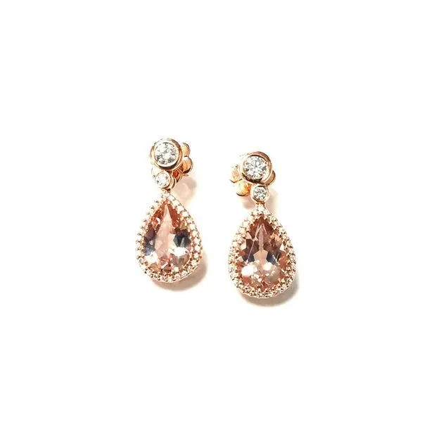 14K Rose Gold Morganite & Diamond Dangle Earrings Confer’s Jewelers Bellefonte, PA