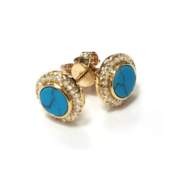 Turquoise and Diamond Halo Stud Earrings Confer’s Jewelers Bellefonte, PA