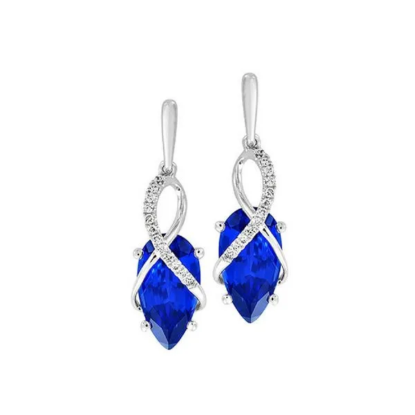 14K White Gold Lab Created Blue Sapphire & Diamond Earrings Confer’s Jewelers Bellefonte, PA