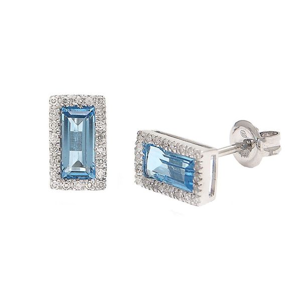Blue Topaz and Diamond Halo Stud Earrings Confer’s Jewelers Bellefonte, PA