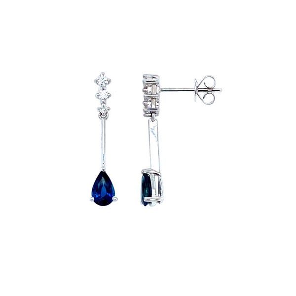 14k White Gold Sapphire and Diamond Drop Earrings Confer’s Jewelers Bellefonte, PA