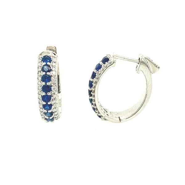 14k White Gold Diamond and Sapphire Oval Hoops Confer’s Jewelers Bellefonte, PA