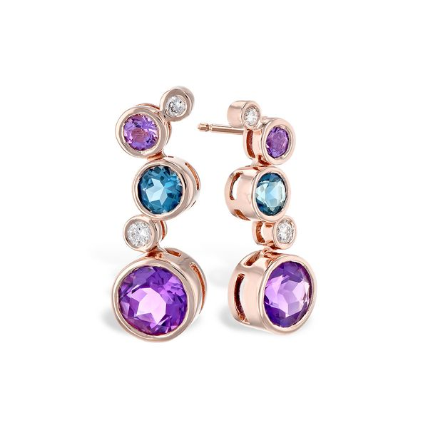 14K Rose Gold Amethyst and London Blue Topaz Earrings Confer’s Jewelers Bellefonte, PA