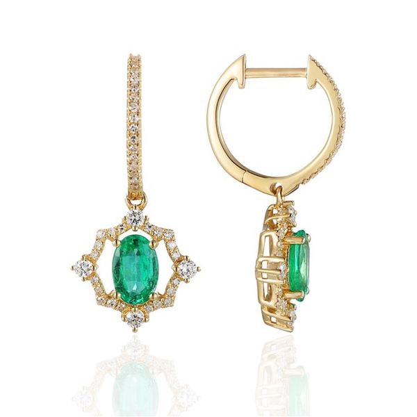 14K Yellow Gold Emerald and Diamond Fashion Earrings Confer’s Jewelers Bellefonte, PA