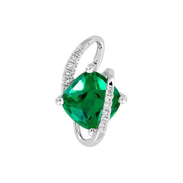 14K White Gold Lab Created Emerald and Lab Grown Diamond Pendant Confer’s Jewelers Bellefonte, PA