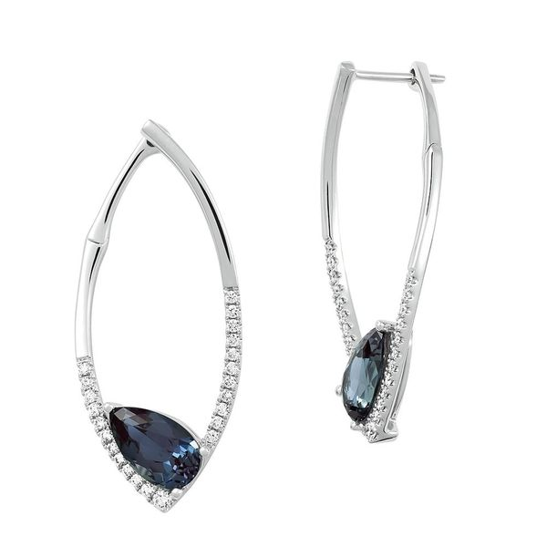 14K White Gold Created Sapphire and Lab Grown Diamond Fashion Earrings Confer’s Jewelers Bellefonte, PA