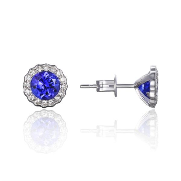 14K White Gold Tanzanite and Diamond Stud Earrings Confer’s Jewelers Bellefonte, PA