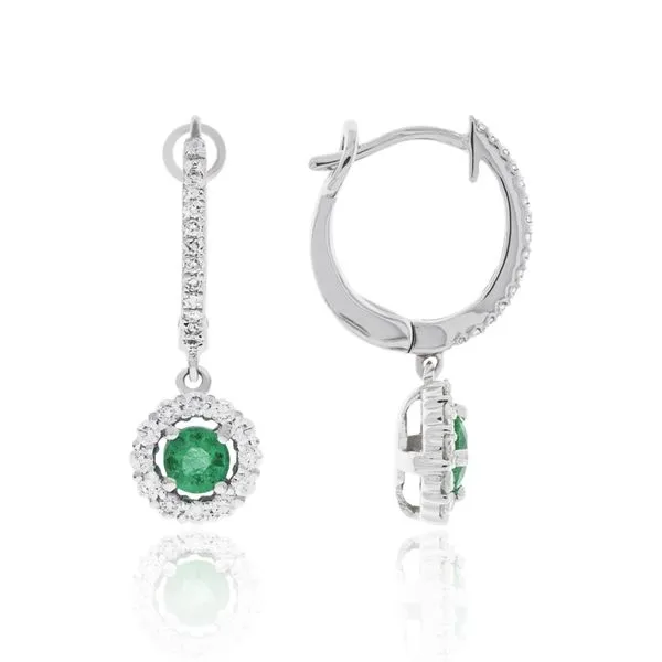 14K White Gold Emerald And Diamond Dangle Earrings Confer’s Jewelers Bellefonte, PA