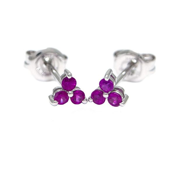 14K White Gold Ruby Cluster Stud Earrings Confer’s Jewelers Bellefonte, PA