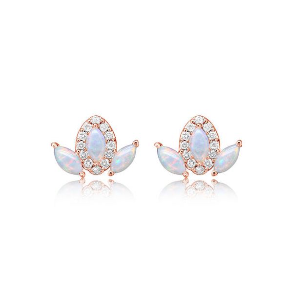 14 Karat Rose Gold Australian Opal And Diamond Earrings Confer’s Jewelers Bellefonte, PA