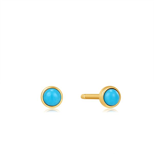 14kt Gold Turquoise Cabochon Stud Earrings Confer’s Jewelers Bellefonte, PA