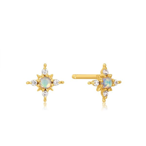 14kt Gold Opal and White Sapphire Star Stud Earrings Confer’s Jewelers Bellefonte, PA