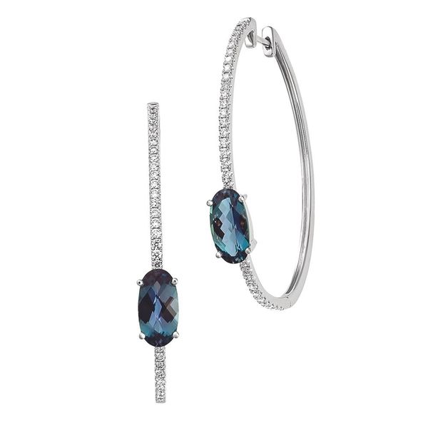 14K White Gold Lab Created Alexandrite And Lab Grown Diamond Fashion Hoop Earrings Confer’s Jewelers Bellefonte, PA