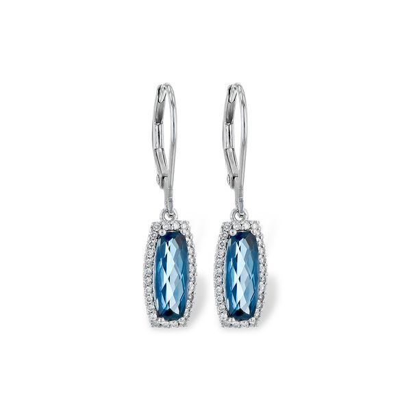 14K White Gold London Blue Topaz And Diamond Dangle Earrings Confer’s Jewelers Bellefonte, PA