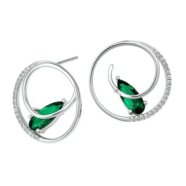 14 Karat White Gold Lab Created Emerald Fashion Earrings Confer’s Jewelers Bellefonte, PA