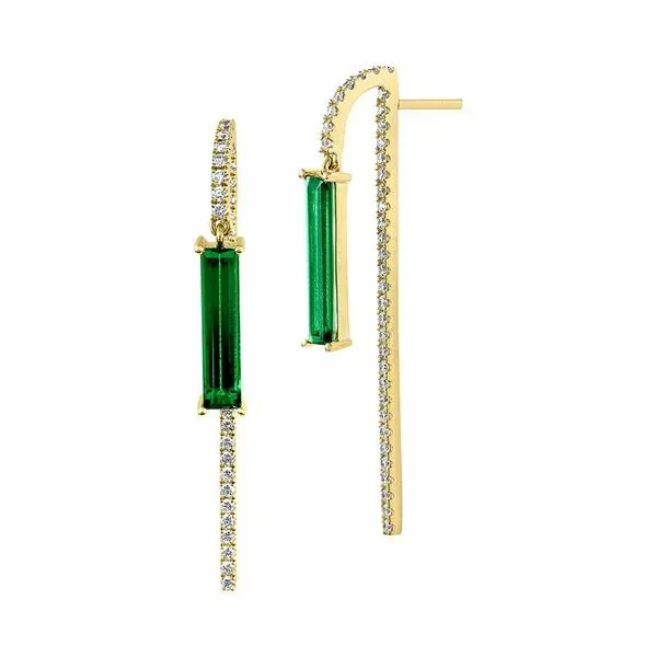 14 Karat Yellow Gold Created Emerald And Lab Grown Diamond Fashion Earrings Confer’s Jewelers Bellefonte, PA