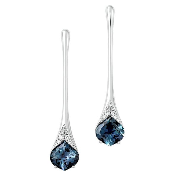 14K White Gold Created Alexandrite And Lab Grown Diamond Fashion Drop Earrings Confer’s Jewelers Bellefonte, PA