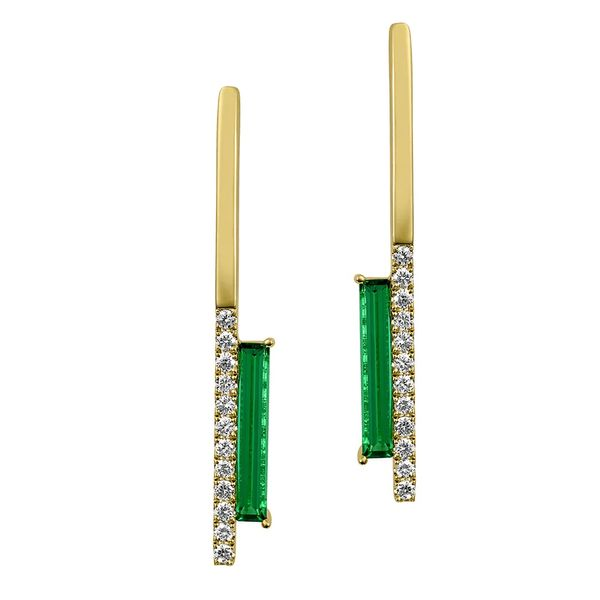 14 Karat Yellow Gold Lab Created Emerald And Lab Grown Diamond Earrings Confer’s Jewelers Bellefonte, PA