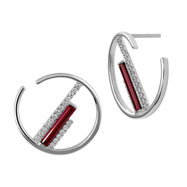 14 Karat White Gold Lab Created Ruby And Lab Grown Diamond Earrings Confer’s Jewelers Bellefonte, PA