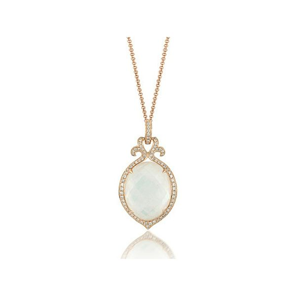 14K Mother of Pearl/White Topaz Doublet & Diamond Pendant Confer’s Jewelers Bellefonte, PA