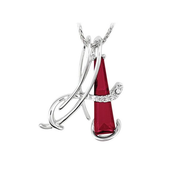 14K White Gold Lab Created Ruby Initial Pendant Confer’s Jewelers Bellefonte, PA
