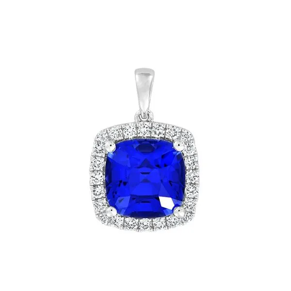 14K Lab Created Sapphire & Diamond Halo Pendant Confer’s Jewelers Bellefonte, PA