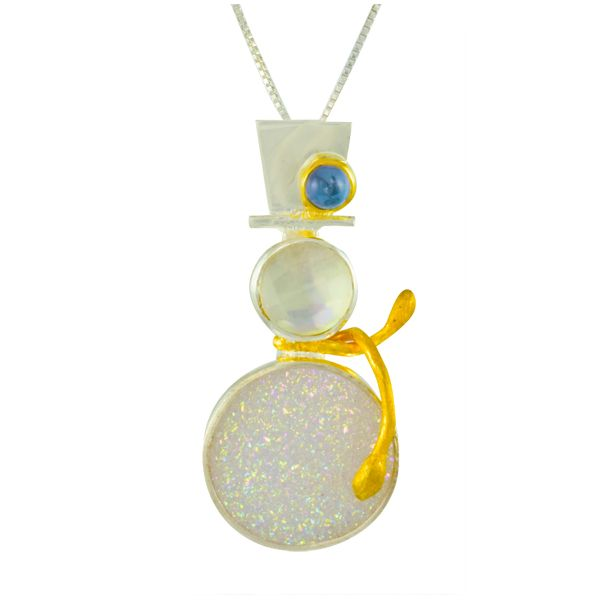 Sterling Silver and 22K Gold Vermeil Gemstone Snowman Pendant Confer’s Jewelers Bellefonte, PA