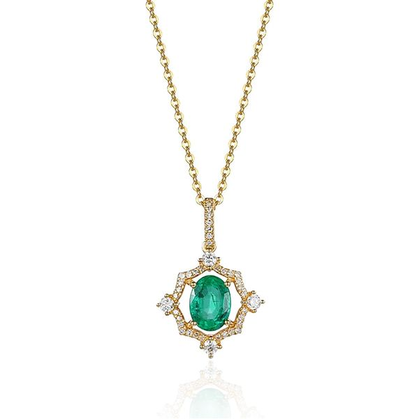 14K Yellow Gold Emerald and Diamond Pendant Confer’s Jewelers Bellefonte, PA