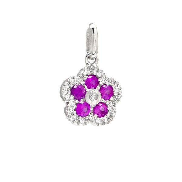 14K White Gold Ruby And Diamond Flower Pendant Confer’s Jewelers Bellefonte, PA