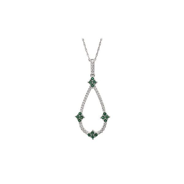 14K White Gold Emerald and Diamond Fashion Necklace Confer’s Jewelers Bellefonte, PA