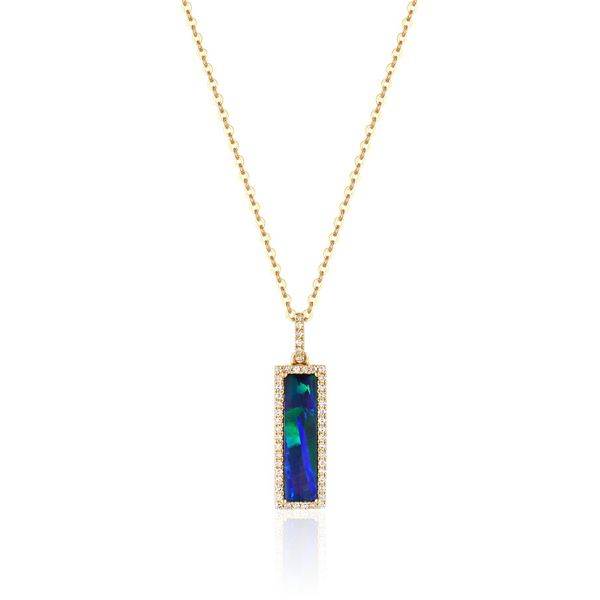 14K Yellow Gold Opal and Diamond Bar Pendant Confer’s Jewelers Bellefonte, PA