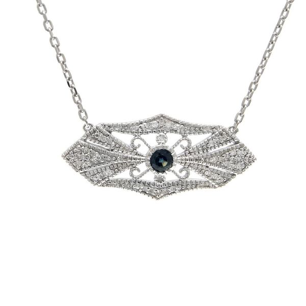Sterling Silver Diamond and Sapphire Vintage Style Necklace Confer’s Jewelers Bellefonte, PA