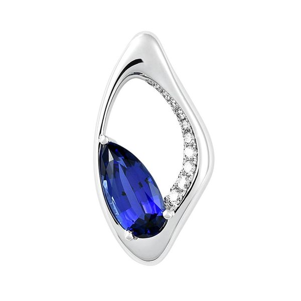 14K White Gold Created Sapphire And Lab Grown Diamond Fashion Pendant Confer’s Jewelers Bellefonte, PA