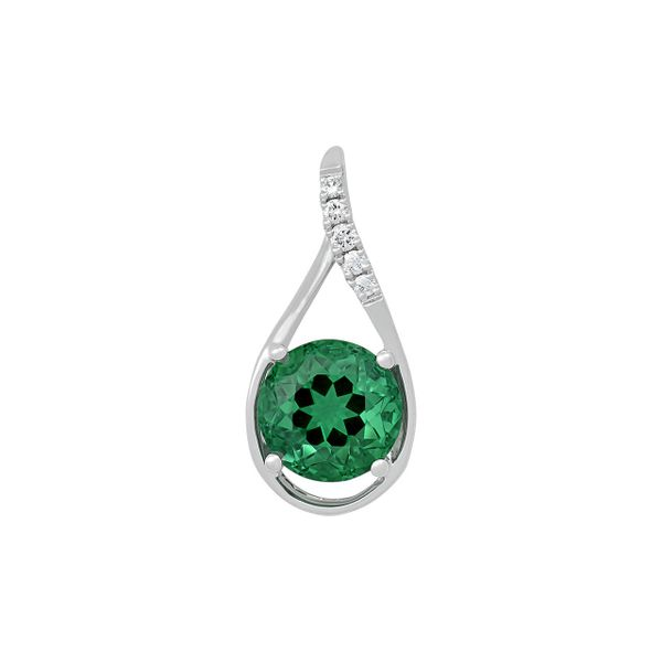 14K White Gold Created Emerald And Lab Grown Diamond Pendant Confer’s Jewelers Bellefonte, PA