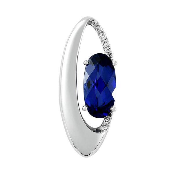 14K White Gold Created Sapphire And Lab Grown Diamond Pendant Confer’s Jewelers Bellefonte, PA