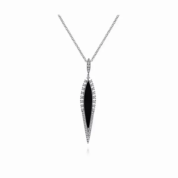 14K White Gold Diamond and Onyx Pendant Necklace Confer’s Jewelers Bellefonte, PA