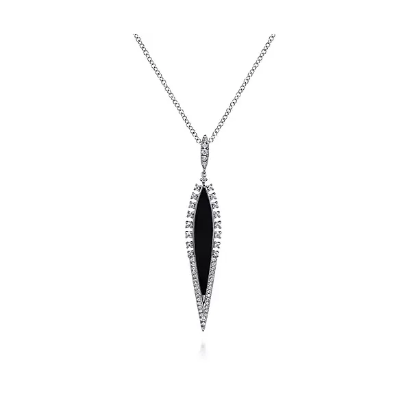 14K White Gold Diamond and Onyx Pendant Necklace Confer's Jewelers Bellefonte, PA