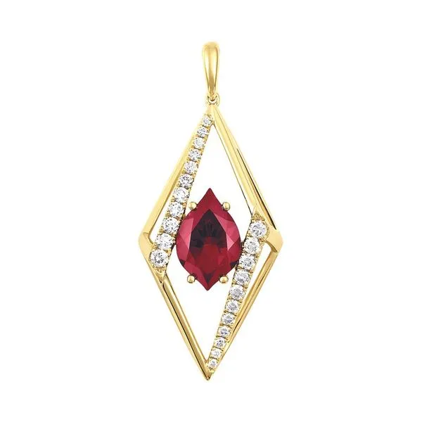 14K Yellow Gold Flame Cut Created Ruby And Lab Grown Diamond Fashion Pendant Confer’s Jewelers Bellefonte, PA